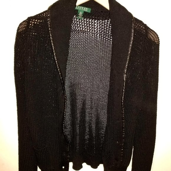 Ralph Lauren Leather Lined Cardigan - Picture 1 of 4